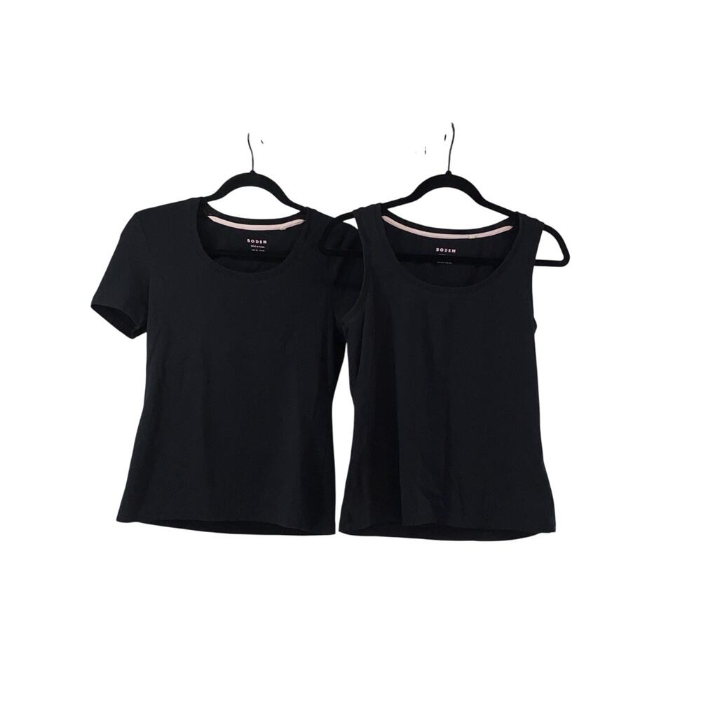 Lot (2): Boden Women's Short Sleeve & Tank Black Cotton Size US:10